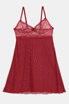 Zivame Lace N Mesh Babydoll With Thong - Red — thumbnail 5