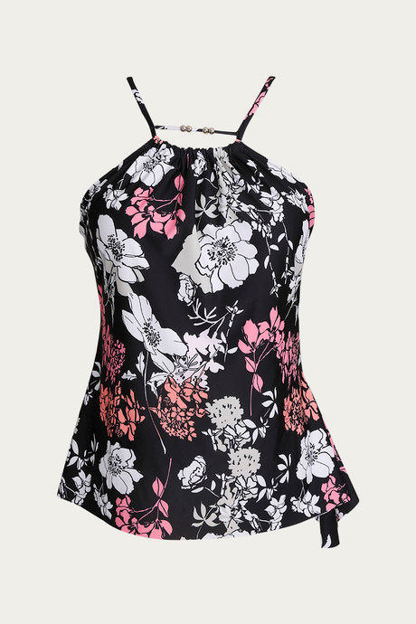 

Zivame Padded Tankini Set Black N Print, Blacks
