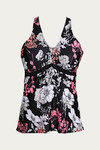 Zivame Padded Cross Back Tankini Set - Black N Print — thumbnail 7