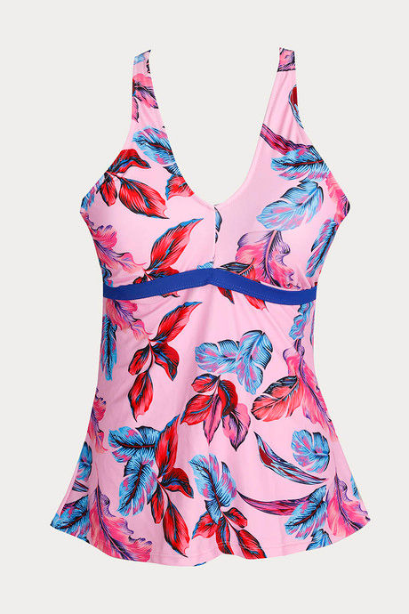 

Zivame Padded Cross Back Tankini Set Pink N Print, Blues