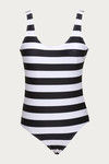 Zivame Scooped Neck Padded Swimsuit- Black N White Print — thumbnail 6