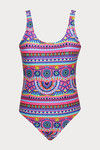 Zivame Scooped Neck Padded Swimsuit- Pink N Print — thumbnail 7
