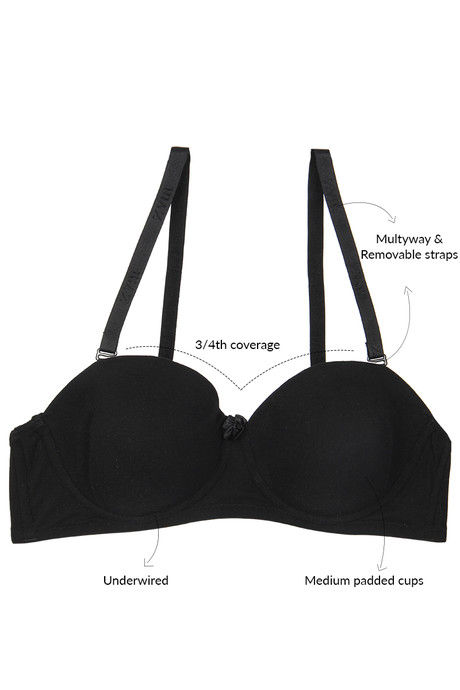 

Zivame Padded Under Wired Strapless Bra Black, Blacks