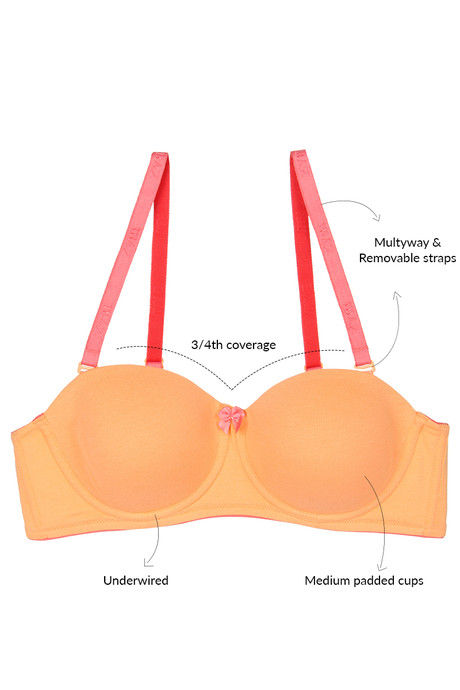 

Zivame Padded Underwired Strapless Bra Coral, Oranges