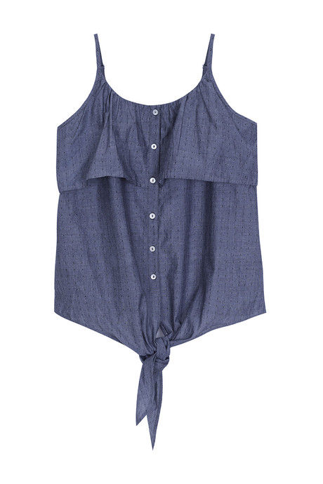 

Zephyr Chambray Tie Up Top Blue, Blues