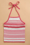 Zephyr Flatknit Halter Top- Pink N White — thumbnail 6