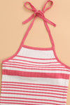 Zephyr Flatknit Halter Top- Pink N White — thumbnail 7