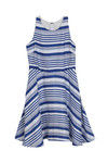 Zephyr Stripe Skater Dress- White N Blue — thumbnail 6
