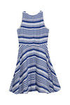 Zephyr Stripe Skater Dress- White N Blue — thumbnail 7