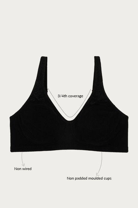 

Zivame Cotton Wirefree Non Padded Bra Black, Blacks