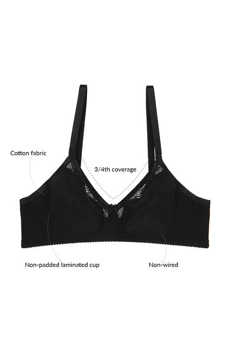 

Zivame Cotton Wirefree Cut N Sew Bra Black, Blacks