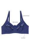 Zivame Basics Double Layered Wired 3/4th Coverage Bra-Blue Depths — thumbnail 5