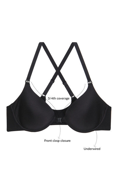 

Zivame Super Soft Padded Clean Finish Front Open Bra Black, Blacks