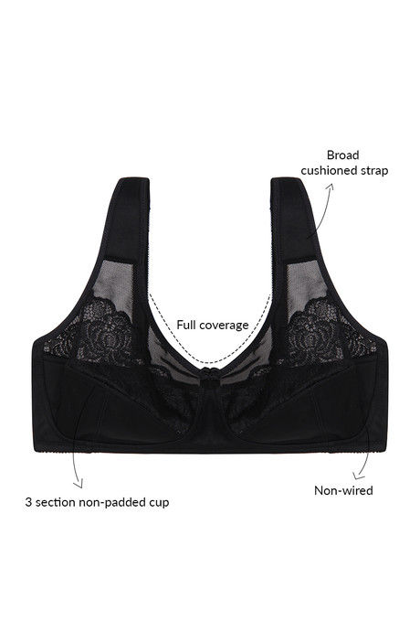 

Zivame True Curv Full Coverage Bra Black, Blacks