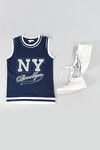 Zivame Cotton Box Fit Varsity Top- Navy — thumbnail 7