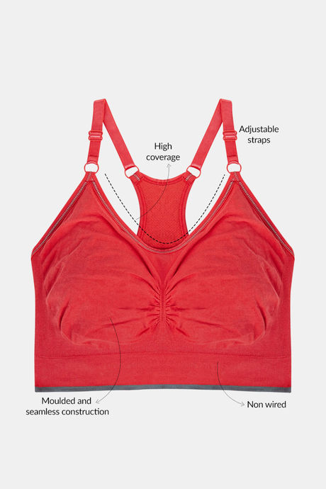 Zivame At Home Double Layered Non Wired 3/4th Coverage Slip-On Bra - Red — image 5